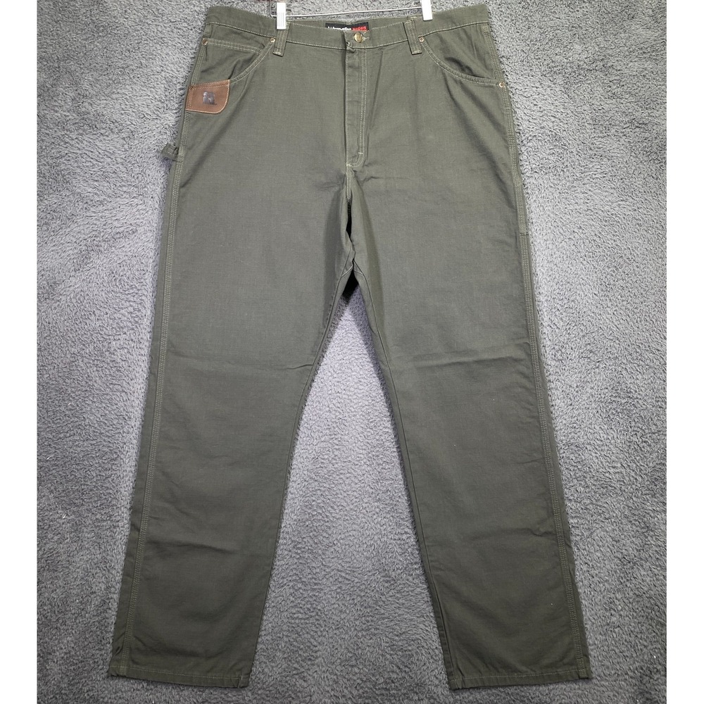Wrangler RIGGS Carpenter Pants 42x36 Green Ripstop Workwear 103W020LD - Picture 2 of 12